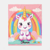 Niedlich Baby Unicorn Rainbow Fleecedecke (Vorderseite)