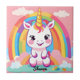 Niedlich Baby Unicorn Rainbow Fliese