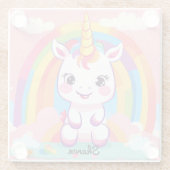 Niedlich Baby Unicorn Rainbow Glasuntersetzer (Rückseite)