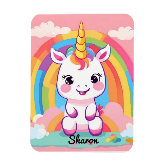 Niedlich Baby Unicorn Rainbow Magnet (Vertikal)