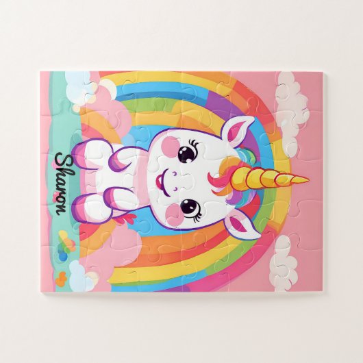 Niedlich Baby Unicorn Rainbow Puzzle (Horizontal)