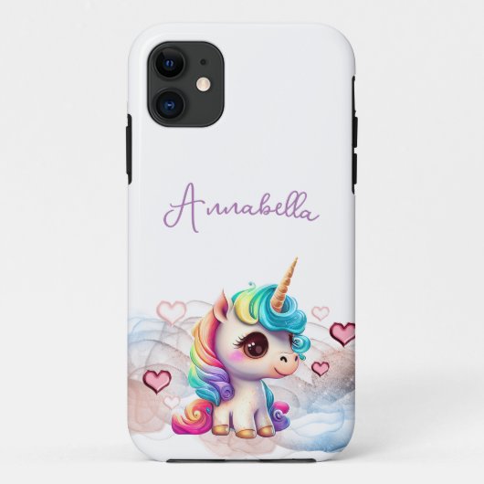 Niedlich Baby Unicorn und Herz Case-Mate iPhone Hülle (Rückseite)