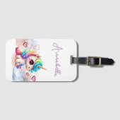 Niedlich Baby Unicorn und Herz Gepäckanhänger (Vorderseite (Horizontal))