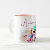 Niedlich Baby Unicorn und Herz Zweifarbige Tasse (Vorderseite Links)