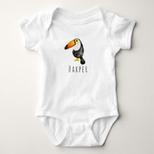 Niedlich Baby Unisex Watercolor Jungle Toucan und Strampler