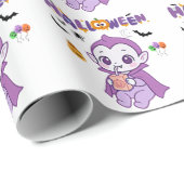 Niedlich Baby Vampire Halloween Kawaii Design Geschenkpapier (Rolleneckpunkt)