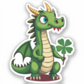 Niedlich Baby Viel Glück Dragon mit Vierblättriges Aufkleber (Vorderseite)