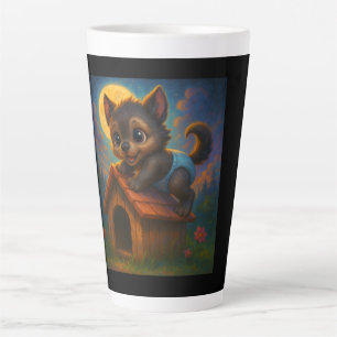 Niedlich Baby Werewolf über Dog House Fantasy Art Milchtasse