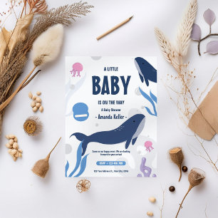 Niedlich Baby Whale Baby Dusche Einladung