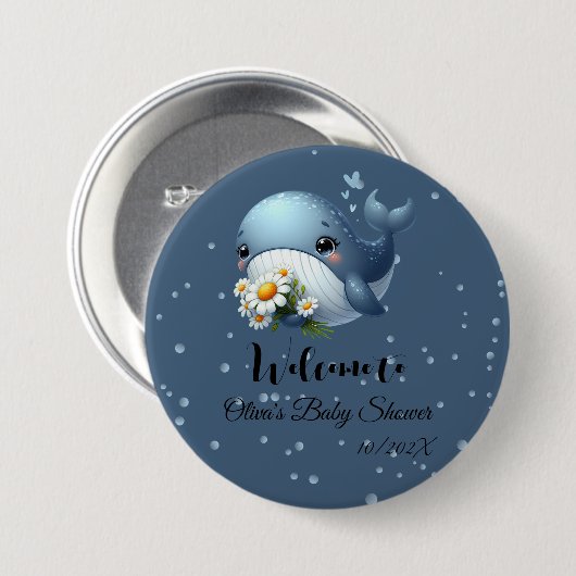 Niedlich Baby Whale Baby Showknopf Button (Vorne & Hinten)