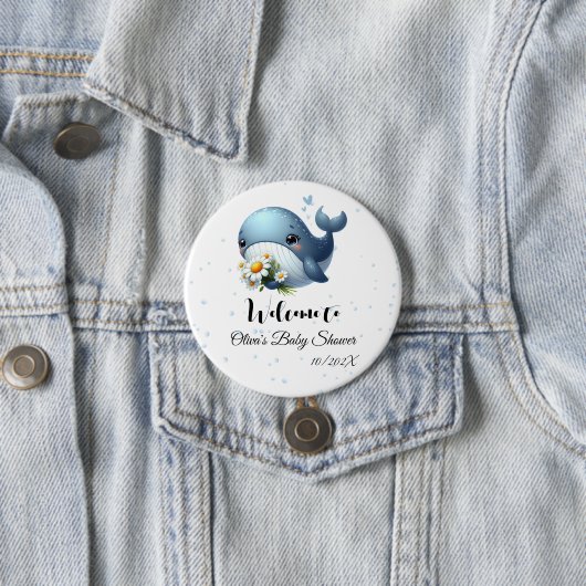 Niedlich Baby Whale Baby Showknopf Button (Beispiel)
