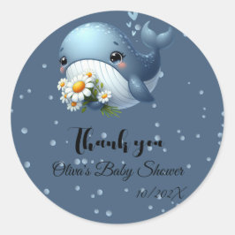 Niedlich Baby Whale Babydusche Runder Aufkleber