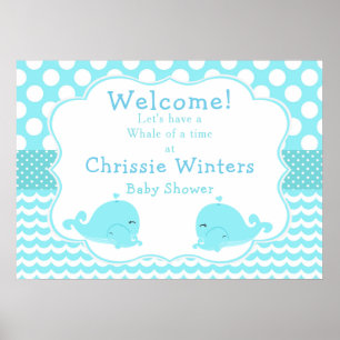 Niedlich Baby Whale Blue Boy Baby Shower Poster