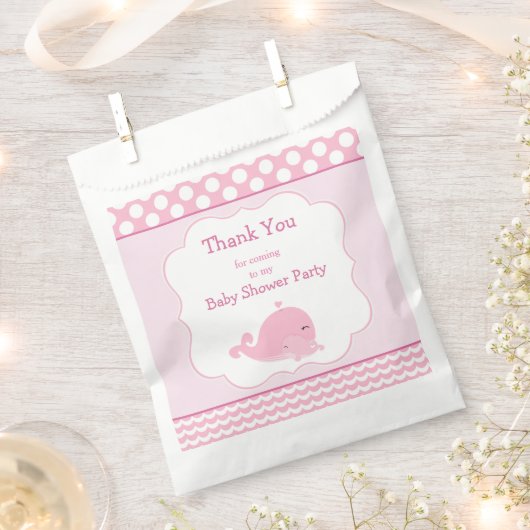Niedlich Baby Whale Pink Girl Baby Dusche Party Geschenktütchen (Ausgeschnitten)