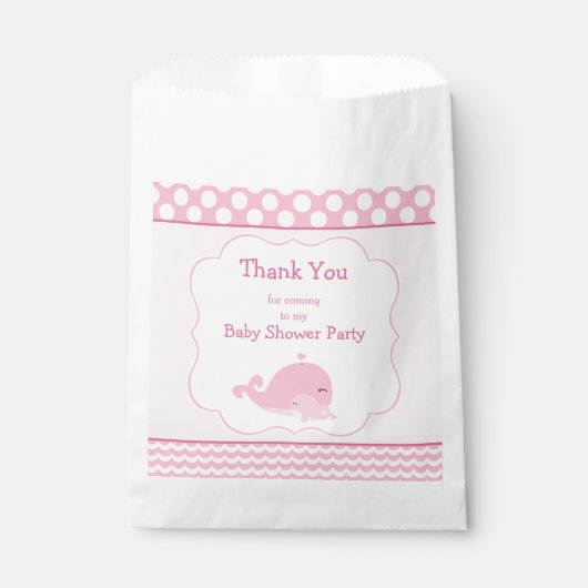 Niedlich Baby Whale Pink Girl Baby Dusche Party Geschenktütchen (Vorderseite)