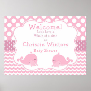 Niedlich Baby Whale Pink Girl Baby Shoster Poster