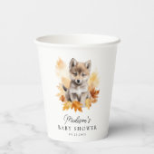 Niedlich Baby Wolf Fall Woodland Babydusche Pappbecher (Rückseite)