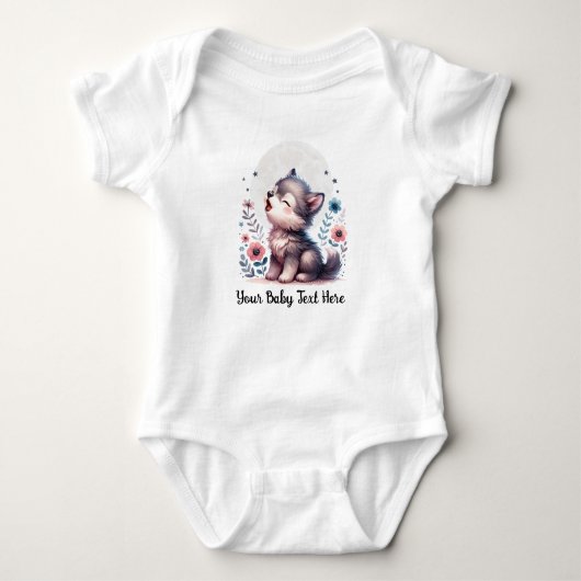 Niedlich Baby Wolf Howling Baby Strampler (Vorderseite)