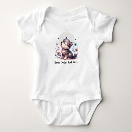 Niedlich Baby Wolf Howling Strampler (Vorderseite)