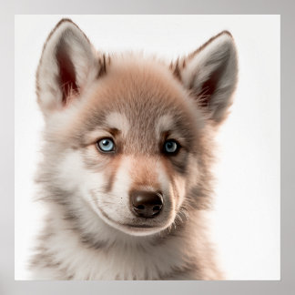 Niedlich Baby Wolf Portrait | Platz 1:1 Poster