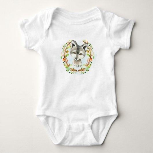 Niedlich Baby Wolf Strampler (Vorderseite)
