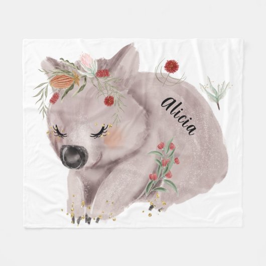 Niedlich Baby Wombat Gold Speckle Custom Fleecedecke (Vorderseite (Horizontal))