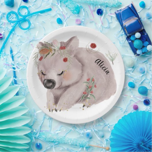 Niedlich Baby Wombat Gold Speckle Custom Pappteller (Party)