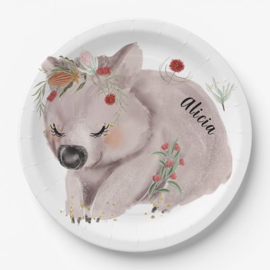Niedlich Baby Wombat Gold Speckle Custom Pappteller (Vorderseite)
