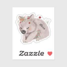 Niedlich Baby Wombat Gold Speckle Individuelle Nam Aufkleber