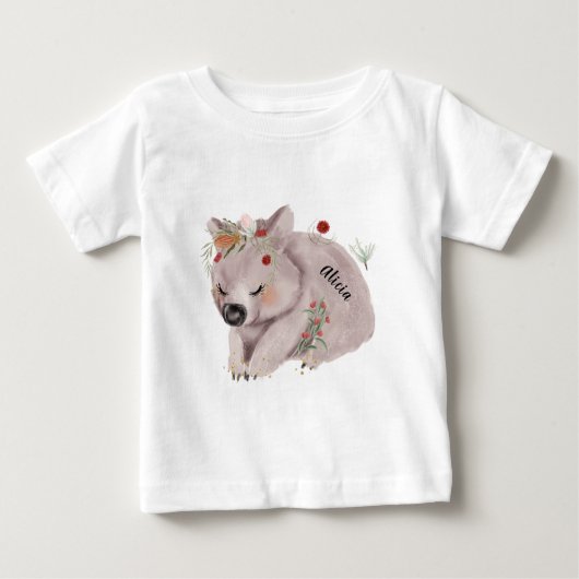 Niedlich Baby Wombat Gold Speckle Individuelle Nam Baby T-shirt (Vorderseite)