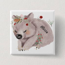 Niedlich Baby Wombat Gold Speckle Individuelle Nam Button