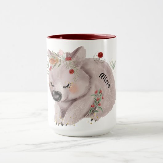 Niedlich Baby Wombat Gold Speckle Individuelle Nam Tasse (Zentrum)