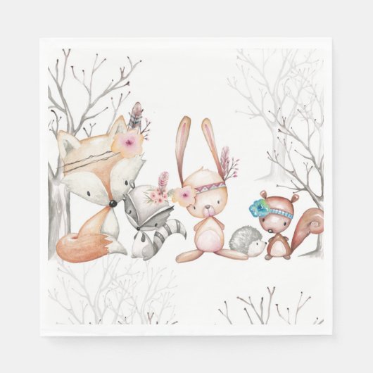 Niedlich Baby Woodland Animals Fox Bunny Coon Serviette (Vorderseite)