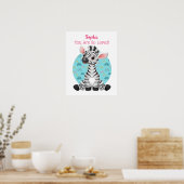 Niedlich Baby Zebra Art, Name und Botschaft des Ki Poster (Küche)
