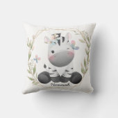 Niedlich Baby Zebra Blume Wreath Individuelle Name Kissen (Rückseite)