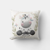 Niedlich Baby Zebra Blume Wreath Individuelle Name Kissen (Vorderseite)