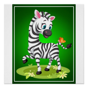 Niedlich Baby Zebra Cartoon-23960 Poster