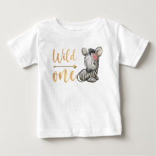 Niedlich Baby Zebra Floral Wild One Baby T-shirt