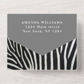 Niedlich Baby Zebra Safari Dschungel All In One Einladung (Rückseite)