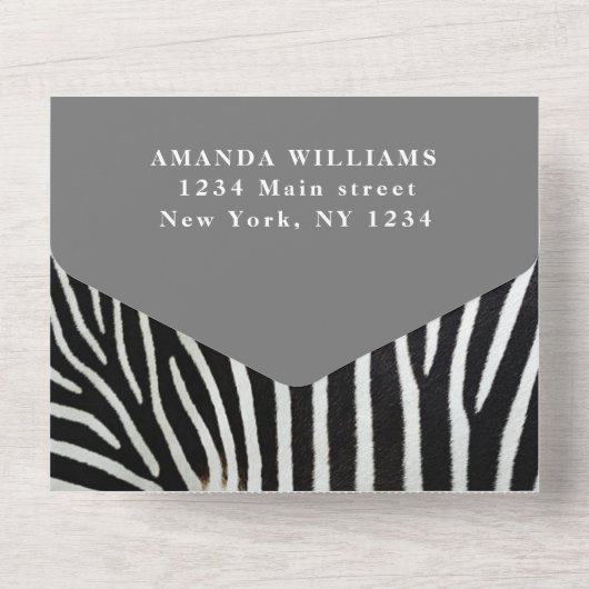 Niedlich Baby Zebra Safari Dschungel All In One Einladung (Rückseite)