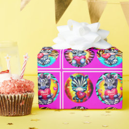 Niedlich Baby Zebras mit Herz Geschenkpapier