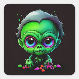 Niedlich Baby Zombie Quadratischer Aufkleber