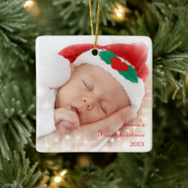 Niedlich Baby's 1. Weihnachts-Foto Keramik Ornamen Keramikornament