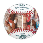 Niedlich Baby's 1. Weihnachtsschneemann 2 Foto Baseball (Vorderseite)