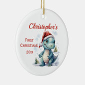 Niedlich Baby's 1st Christmas Dinosaurier Keramik Ornament (Rechts)