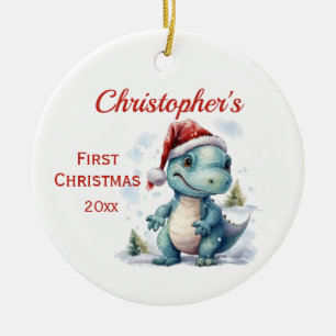 Niedlich Baby's 1st Christmas Dinosaurier Keramik Ornament