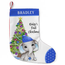 Niedlich BABY'S ERSTE CHRISTMAS Boy Elephant Blue