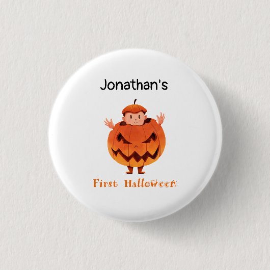 niedlich Baby's erste Halloween-Kürbislaterne Button (Vorderseite)