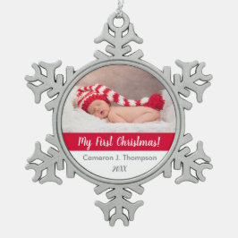 Niedlich Baby's erste Weihnachten Baby Foto Keepak Schneeflocken Zinn-Ornament