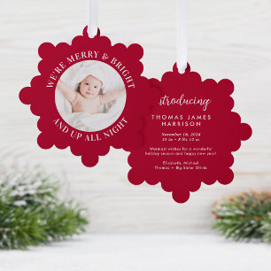 Niedlich Babys Erstes Weihnachtsfest Foto Roter Fe Ornament Karte